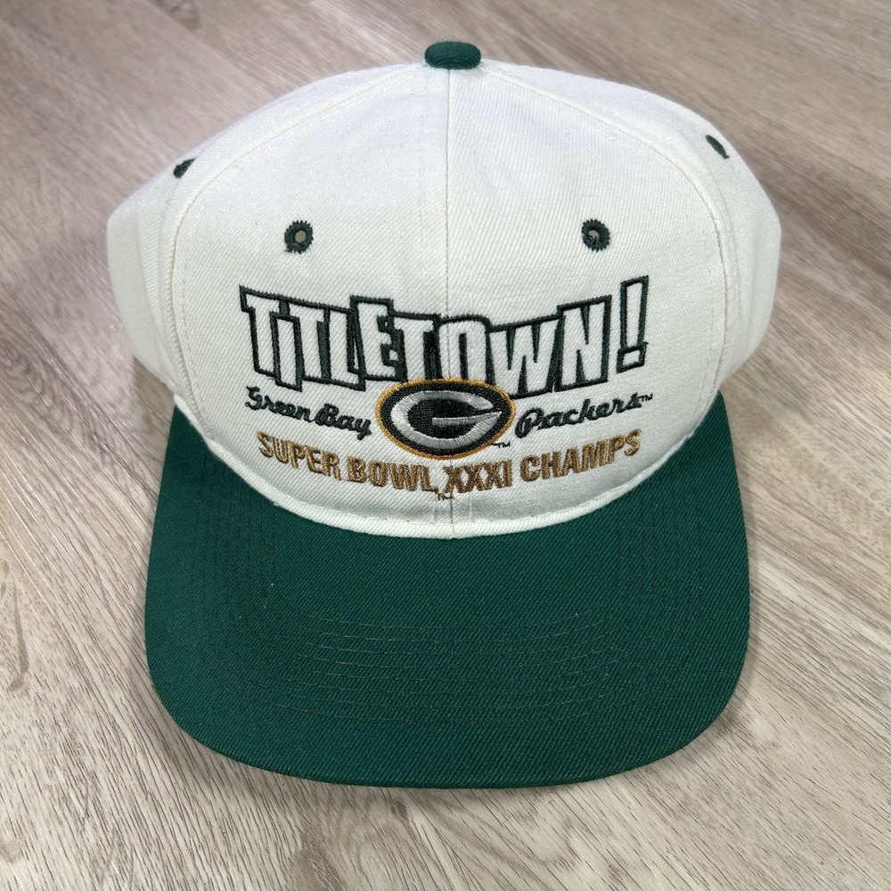 VTG Green Bay Packers Snapback Hat NFL Headmaster White Green Wool Blend Cap‎